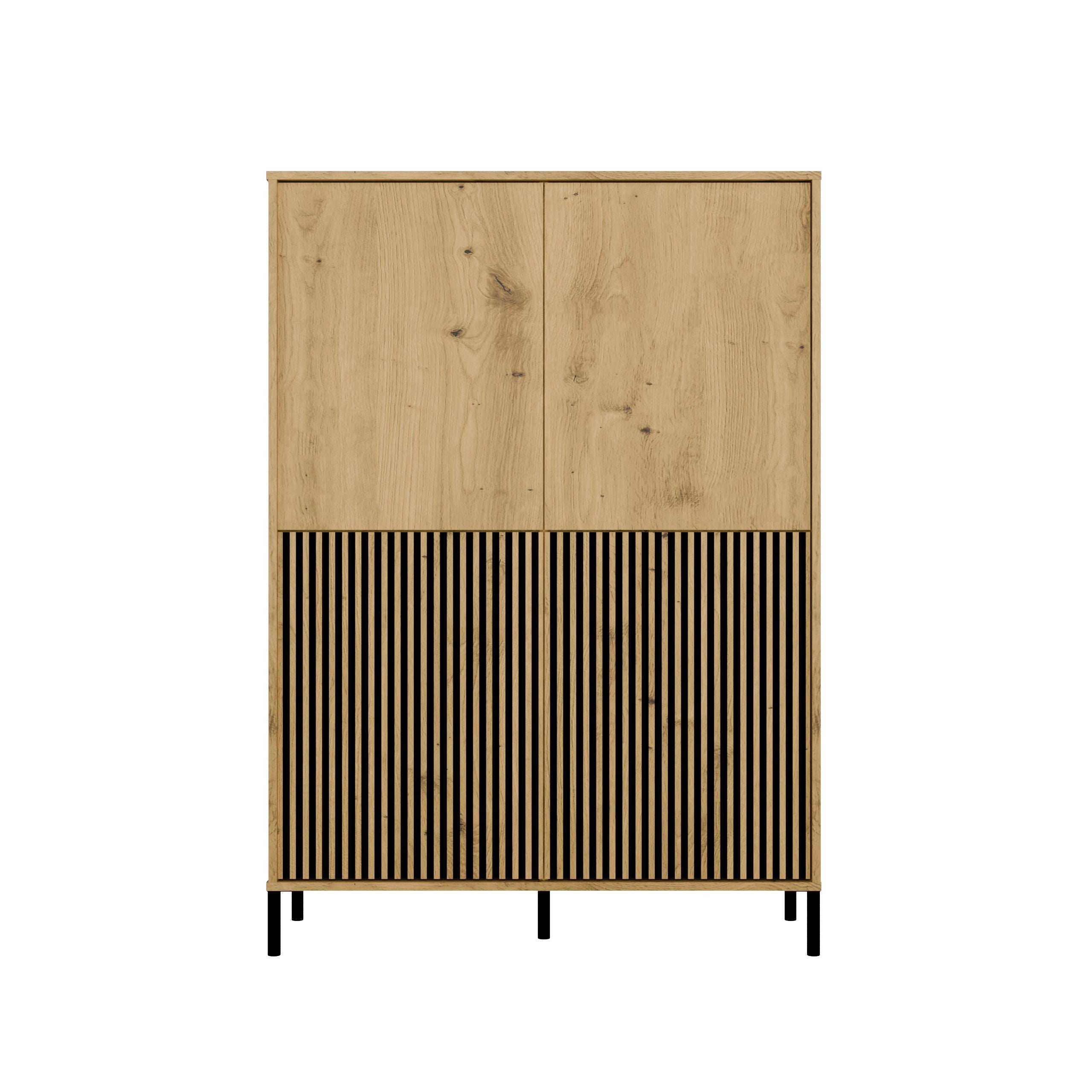 WITRYNA KAMARO 4DK SLIM/GŁ DĄB ARTISAN LAMELE FRONT RYFLOWANY + GŁADKI