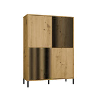 WITRYNA KAMARO 4DK SLIM/GŁ DĄB ARTISAN LAMELE FRONT RYFLOWANY + GŁADKI