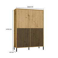 WITRYNA KAMARO 4DK SLIM/GŁ DĄB ARTISAN LAMELE FRONT RYFLOWANY + GŁADKI