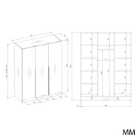Szafa SENSO 3D 150 CM 3 Drzwi Czarne Uchwyty Do Salonu Sypialni BIEL