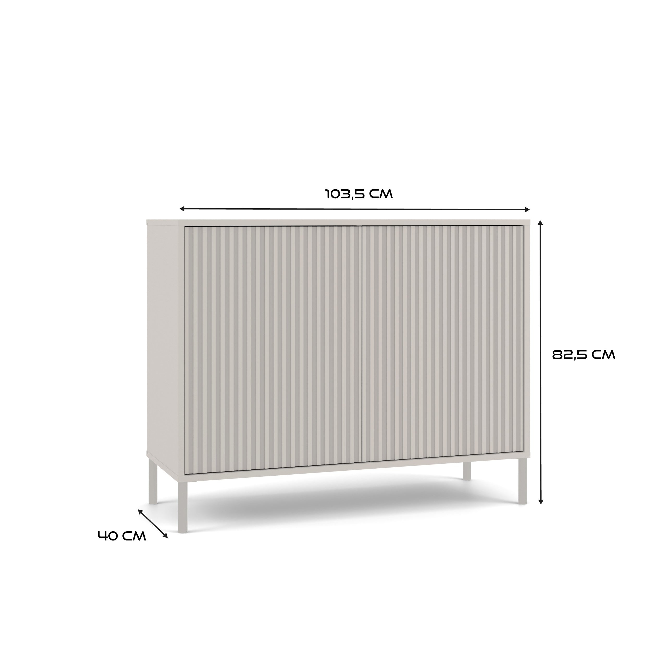KOMODA KAMARO 2D SLIM KASZMIR LAMELE FRONT RYFLOWANY