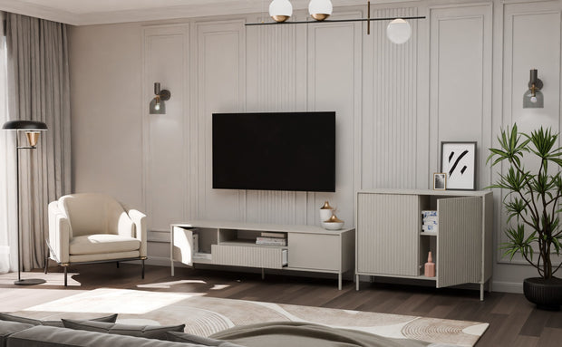 KOMODA KAMARO 2D SLIM KASZMIR LAMELE FRONT RYFLOWANY
