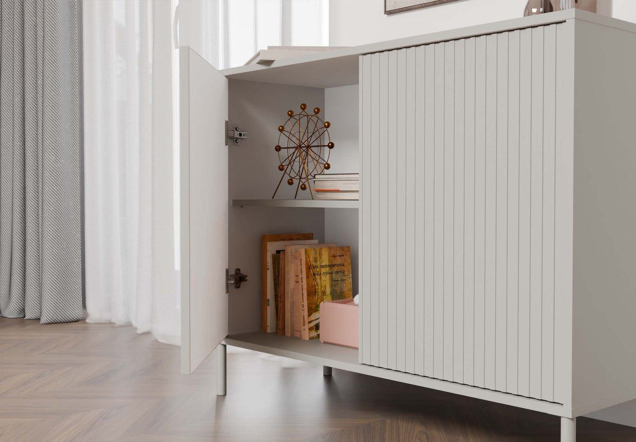 KOMODA KAMARO 2D SLIM KASZMIR LAMELE FRONT RYFLOWANY