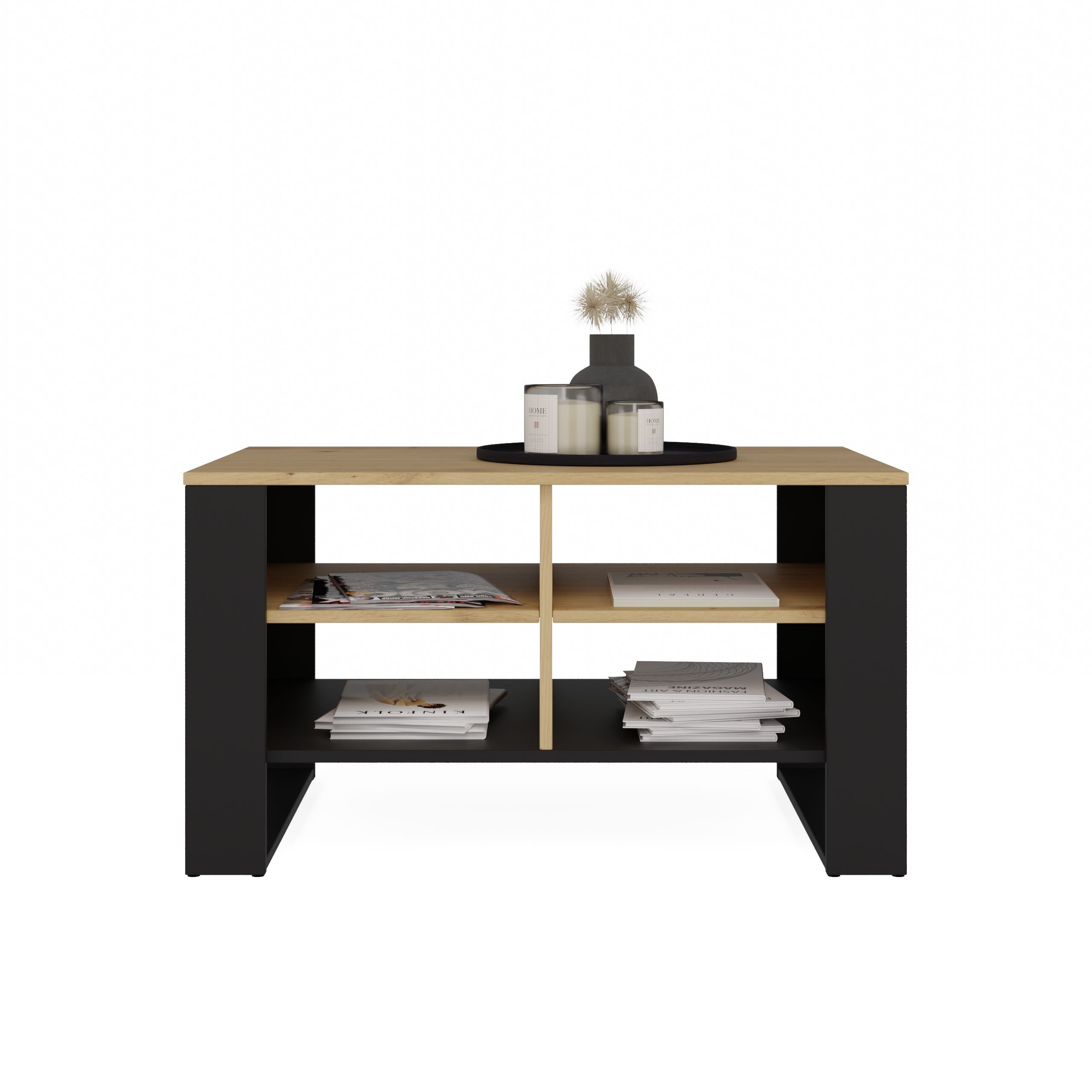 STOLIK KAWOWY ŁAWA MODERN 4P DĄB ARTISAN CZERŃ