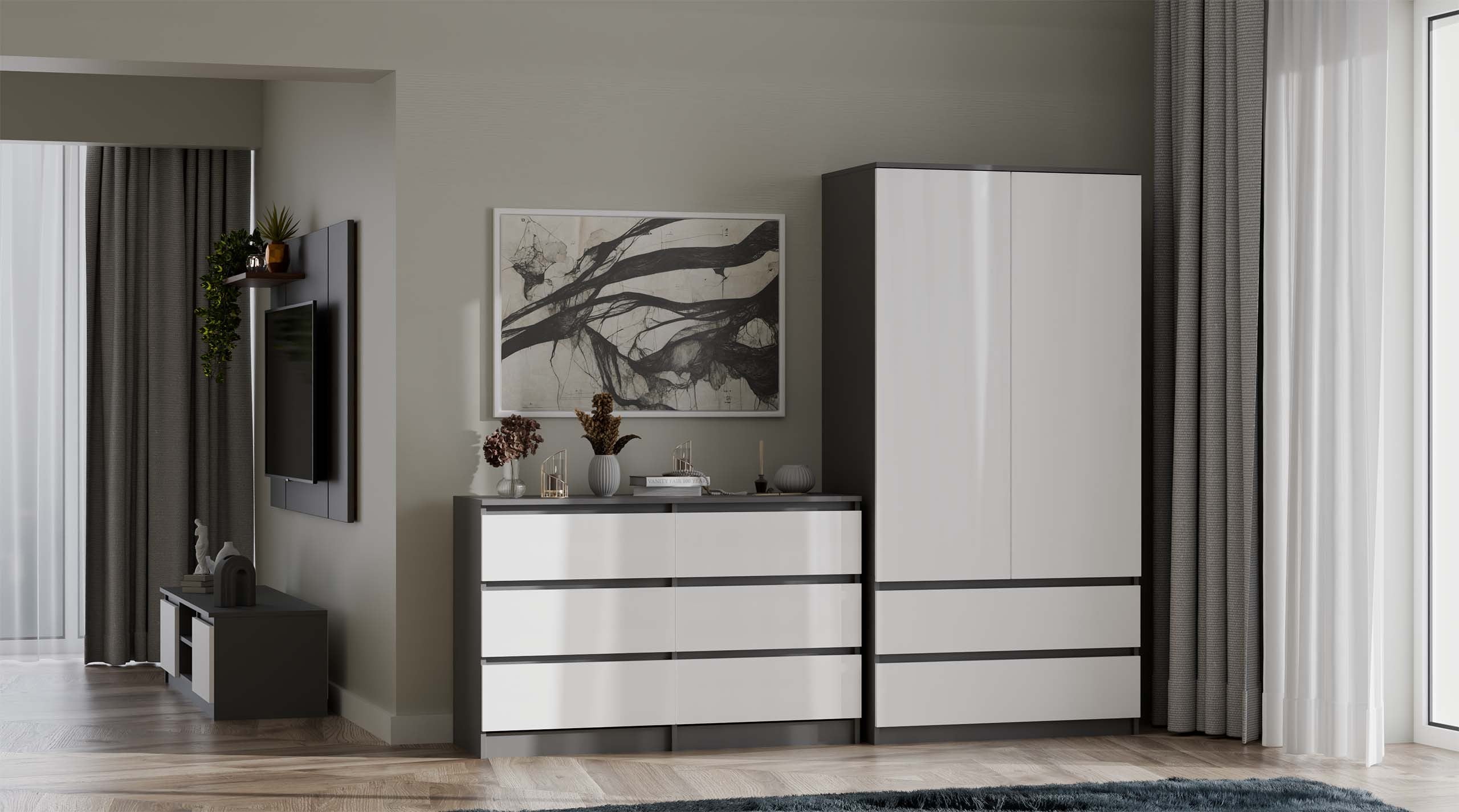 KOMODA MALWA M6 120 ANTRACYT / BIAŁY