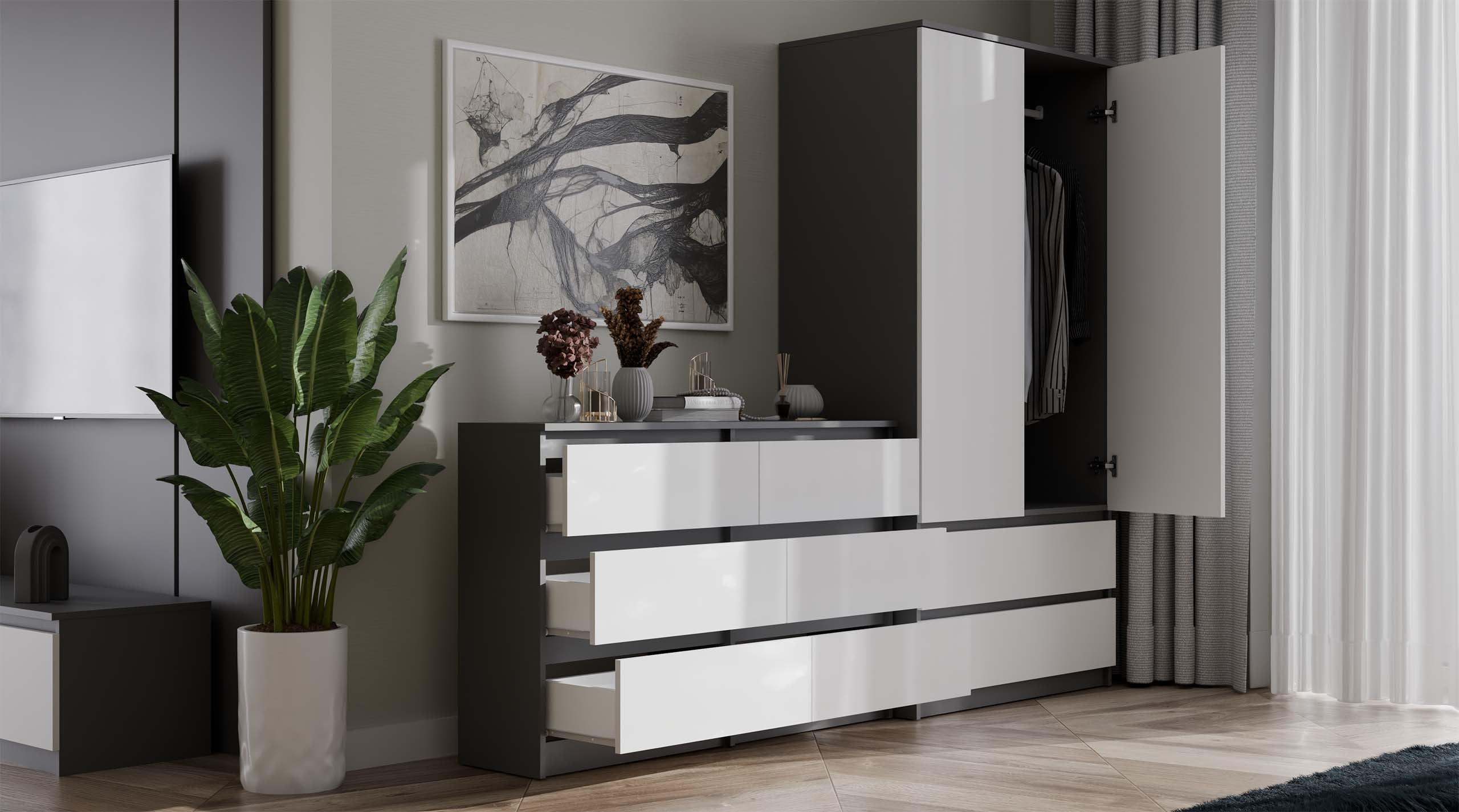 KOMODA MALWA M6 120 ANTRACYT / BIAŁY