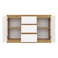 KOMODA 2D3S 120 DRZWI SZUFLADY DĄB ARTISAN BIAŁY