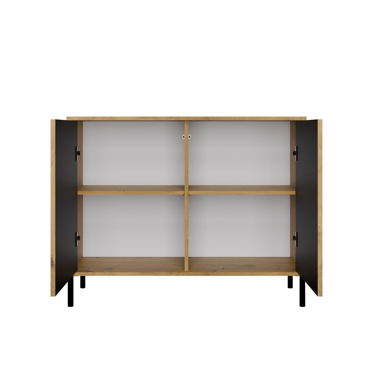 KOMODA KAMARO 2D SLIM DĄB ARTISAN LAMELE FRONT RYFLOWANY
