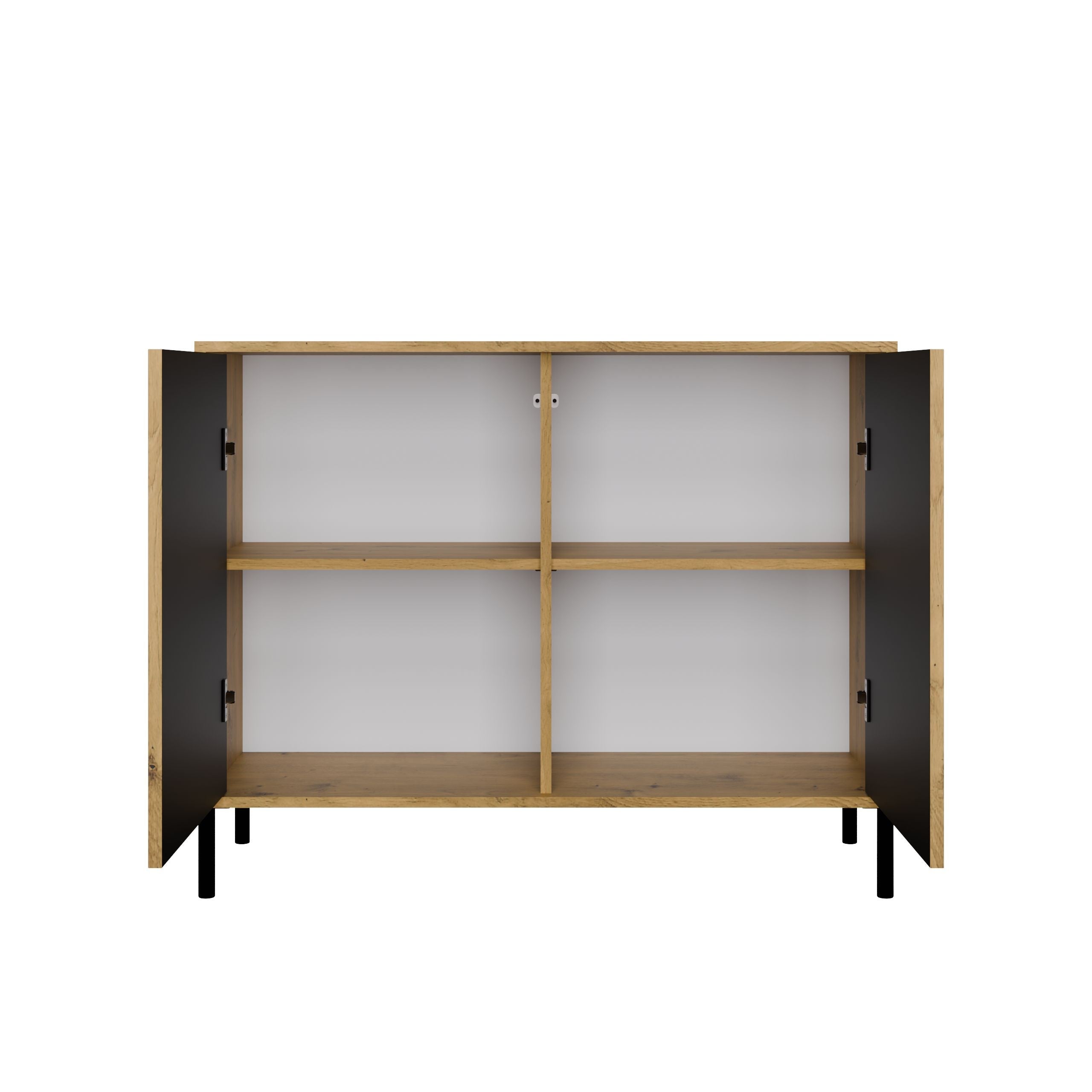 KOMODA KAMARO 2D SLIM DĄB ARTISAN LAMELE FRONT RYFLOWANY