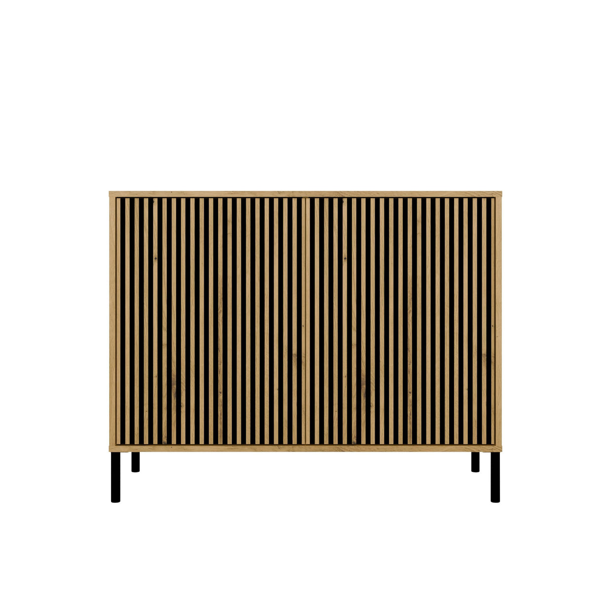 KOMODA KAMARO 2D SLIM DĄB ARTISAN LAMELE FRONT RYFLOWANY