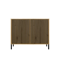 KOMODA KAMARO 2D SLIM DĄB ARTISAN LAMELE FRONT RYFLOWANY