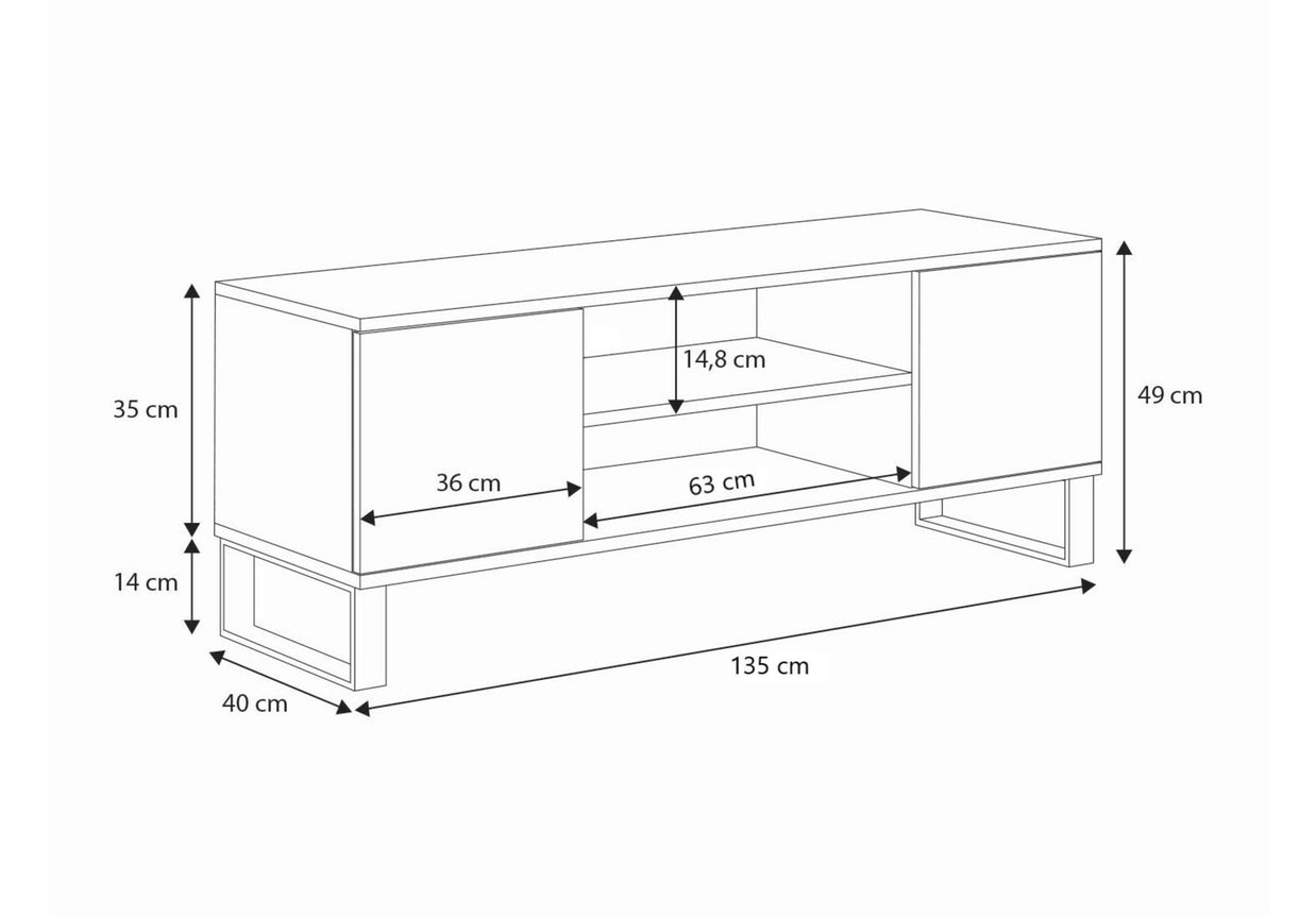 SZAFKA RTV FOCUS 135 cm – DĄB CRAFT/JODEŁKA
