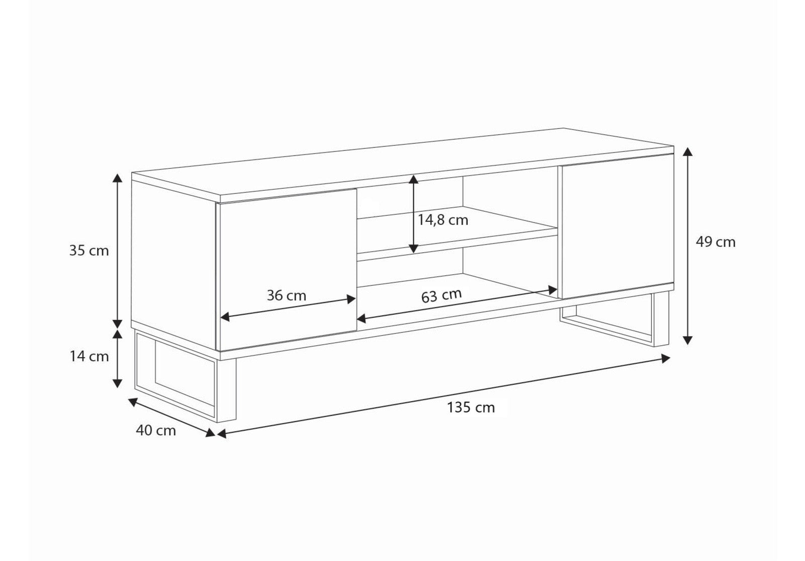 SZAFKA RTV FOCUS 135 cm – DĄB CRAFT/JODEŁKA