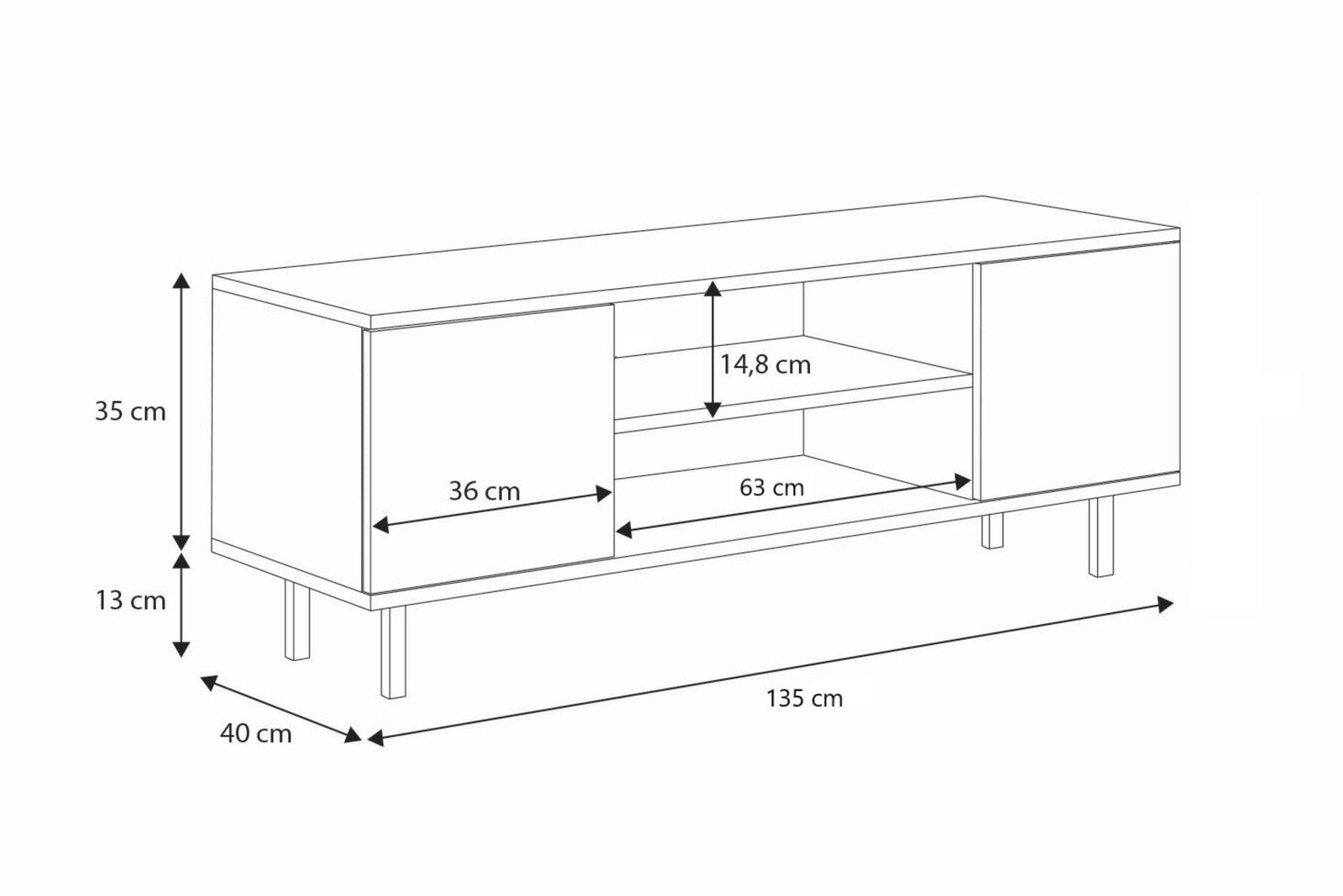 SZAFKA RTV FOCUS 135 cm - KASZMIR