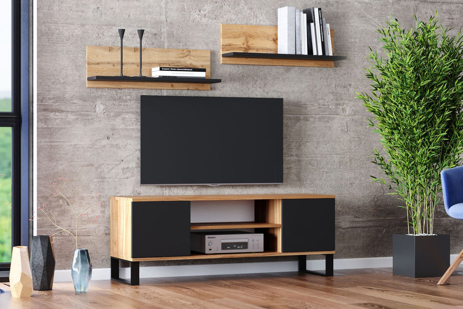 SZAFKA RTV FOCUS 155 cm - CZERŃ