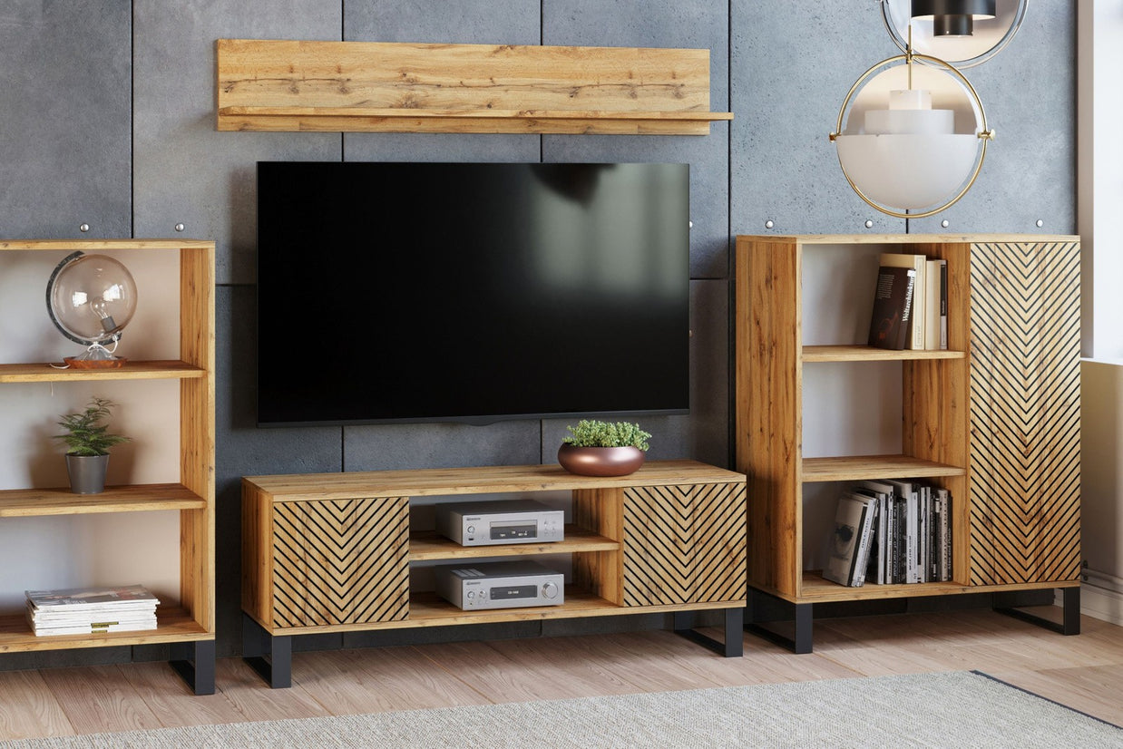 SZAFKA RTV FOCUS 155 cm – DĄB CRAFT/JODEŁKA