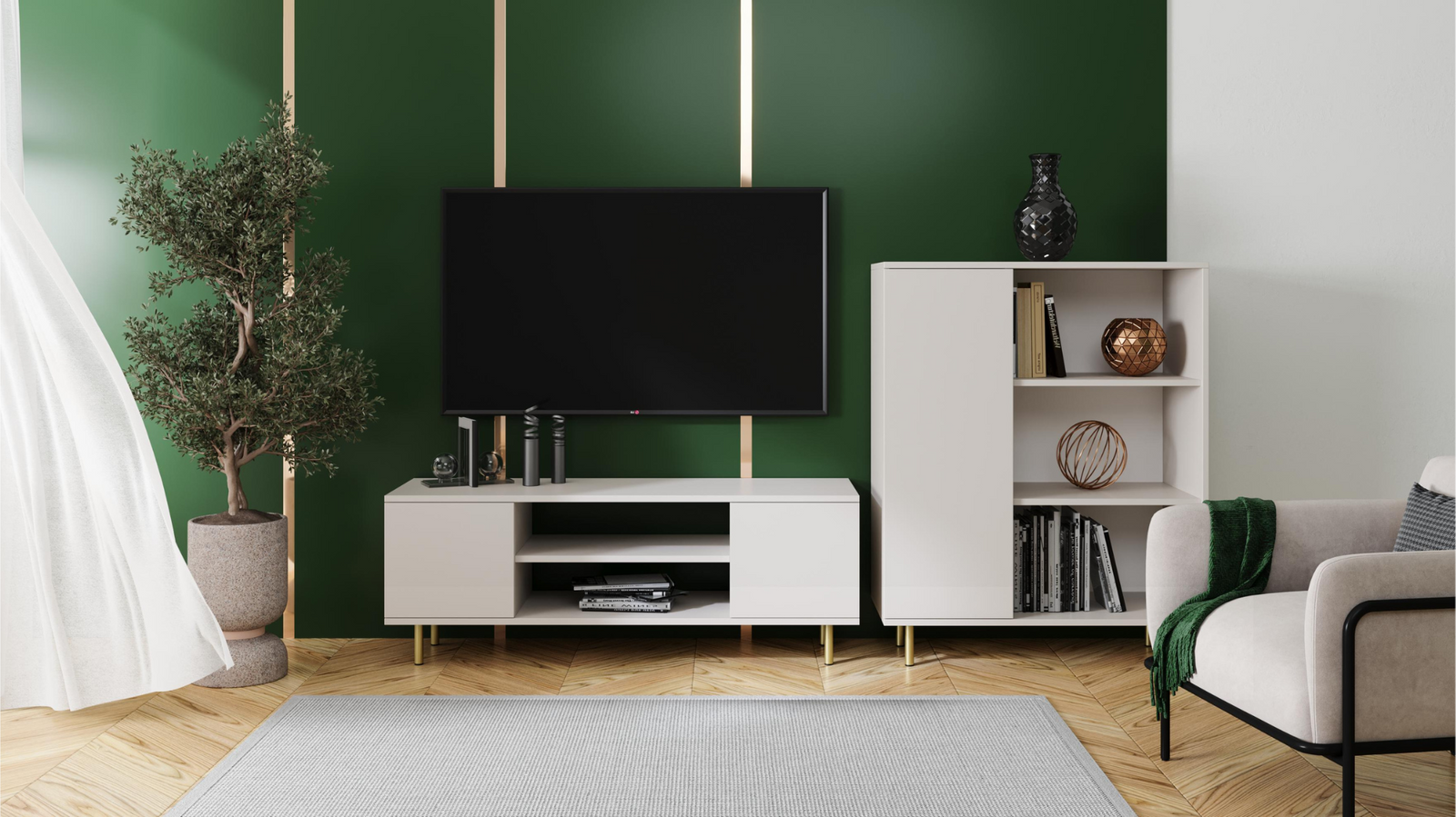 SZAFKA RTV FOCUS 155 cm - KASZMIR