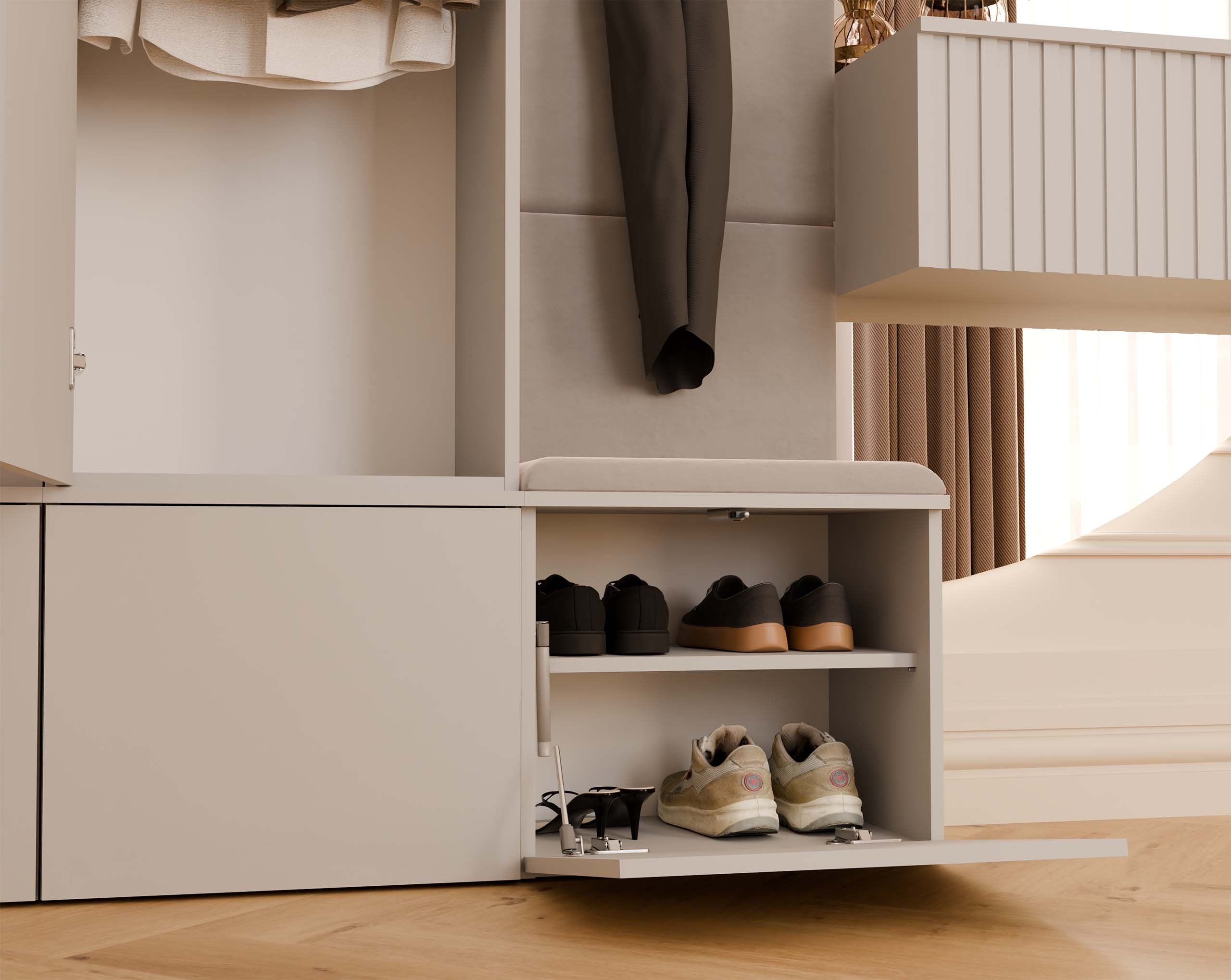 GARDEROBA HAGA III 2SZ1W KASZMIR BEŻ 2x SZAFA + WIESZAK