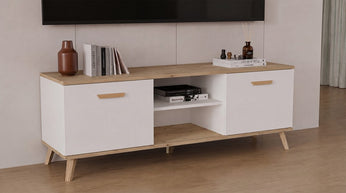 Szafka RTV OLYMPO 150 BIAŁA DĄB ARTISAN 150 CM Stolik Pod TV Telewizor