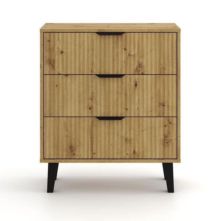 KOMODA SCANDI 3S SLIM 3 SZUFLADY RYFLOWANE FRONTY DĄB ARTISAN