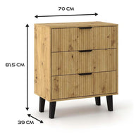 KOMODA SCANDI 3S SLIM 3 SZUFLADY RYFLOWANE FRONTY DĄB ARTISAN