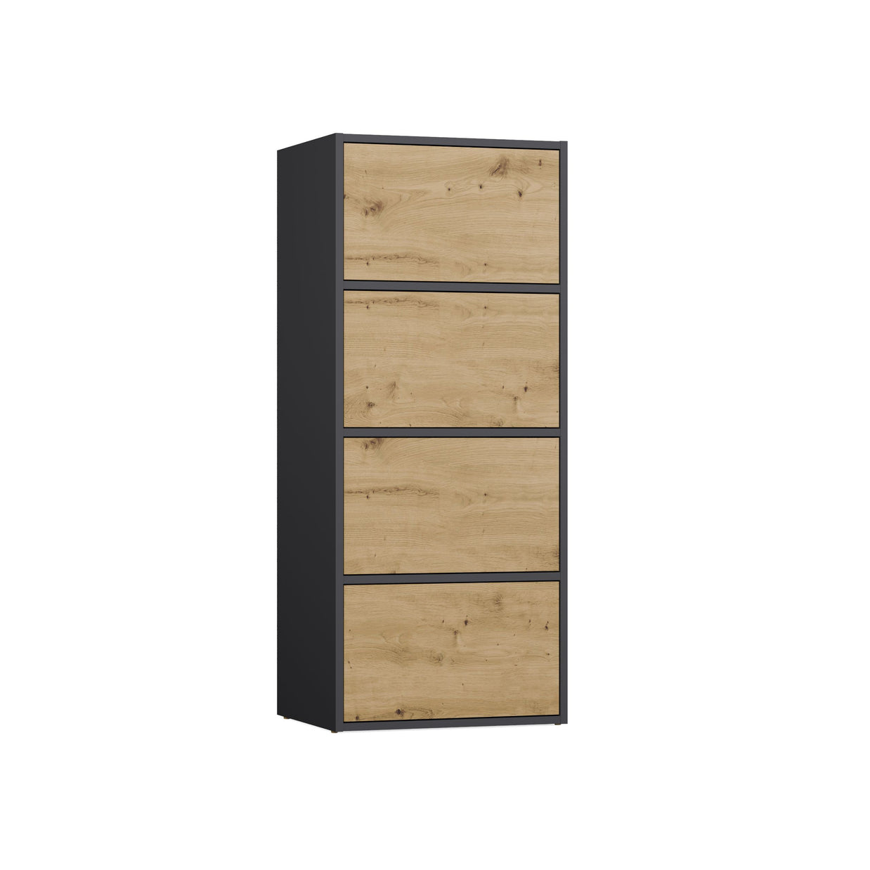 KOMODA ALMA 4 DRZWI 4 PÓŁKI ANTRACYT DĄB ARTISAN