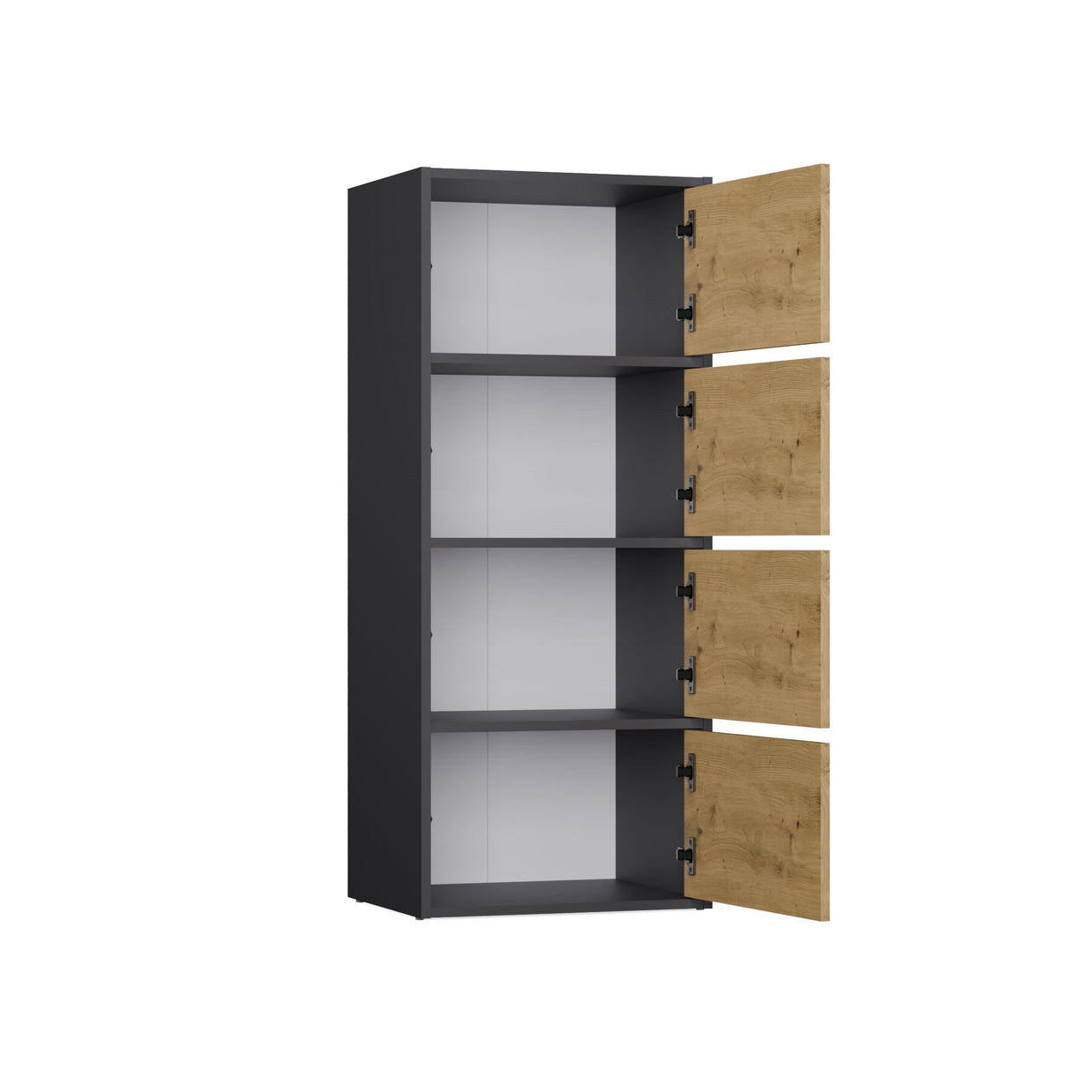 KOMODA ALMA 4 DRZWI 4 PÓŁKI ANTRACYT DĄB ARTISAN