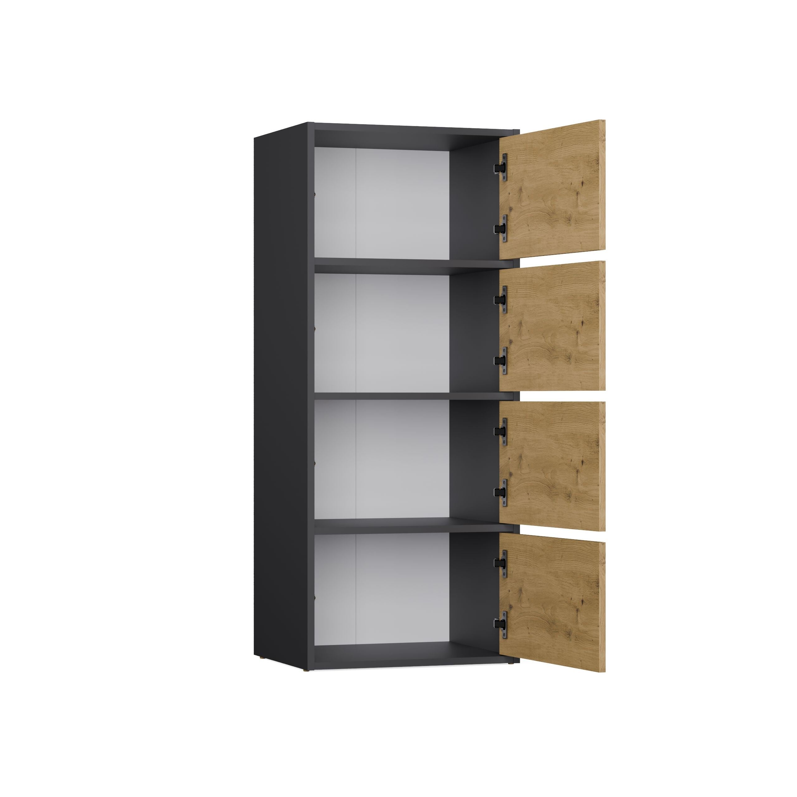 KOMODA ALMA 4 DRZWI 4 PÓŁKI ANTRACYT DĄB ARTISAN
