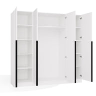Szafa SENSO 4D 200 CM 4 Drzwi Czarne Uchwyty Do Salonu Sypialni BIEL