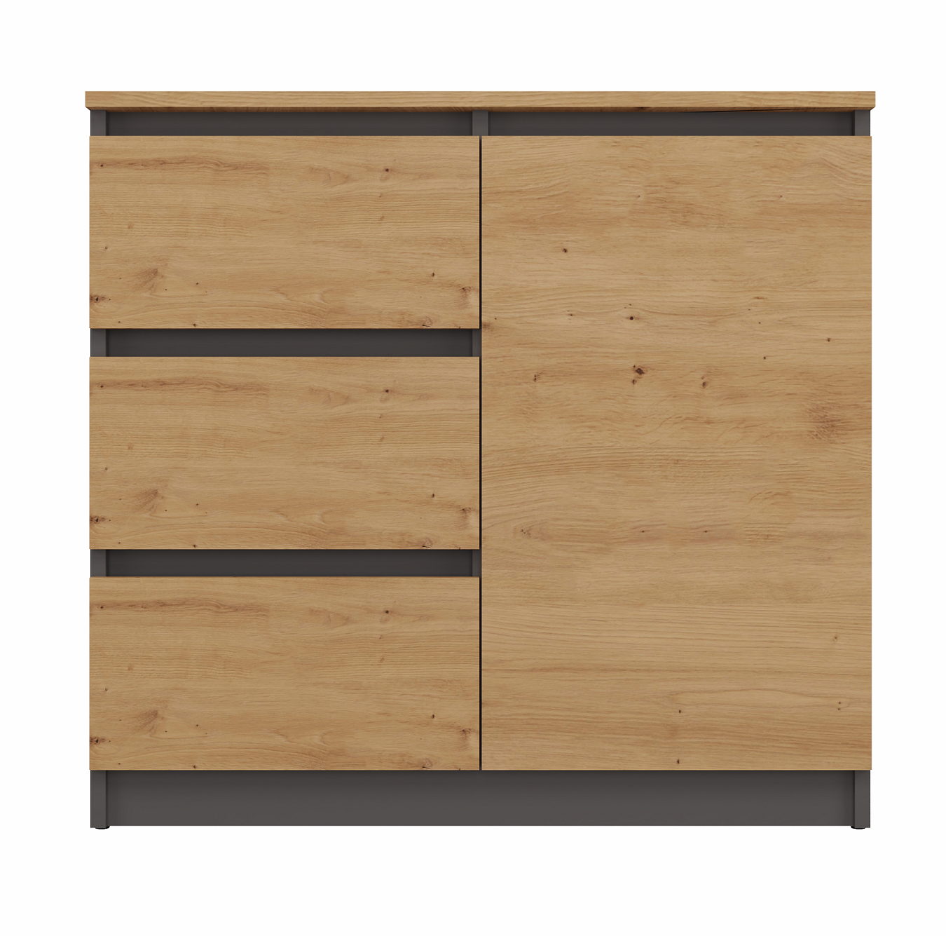 KOMODA 1D3S SZAFKA 1 DRZWI 3 SZUFLADY ANTRACYT DĄB ARTISAN