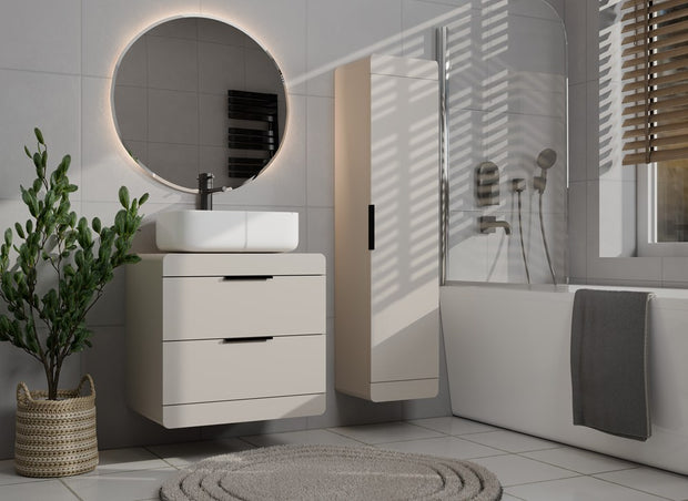 Szafka Łazienkowa Wisząca TERRA 1D KASZMIR BEŻ Słupek 4 Półki Do Łazienki