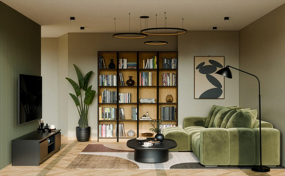 REGAŁ Szafka R40 Na Książki Segregatory DĄB ARTISAN CZARNY 5 Półek Do Biura