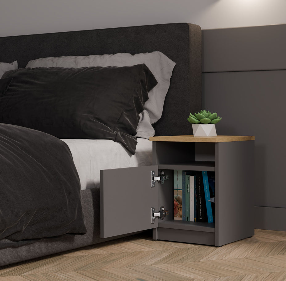 SZAFKA NOCNA GALAX 30 1D - ANTRACYT DĄB ARTISAN