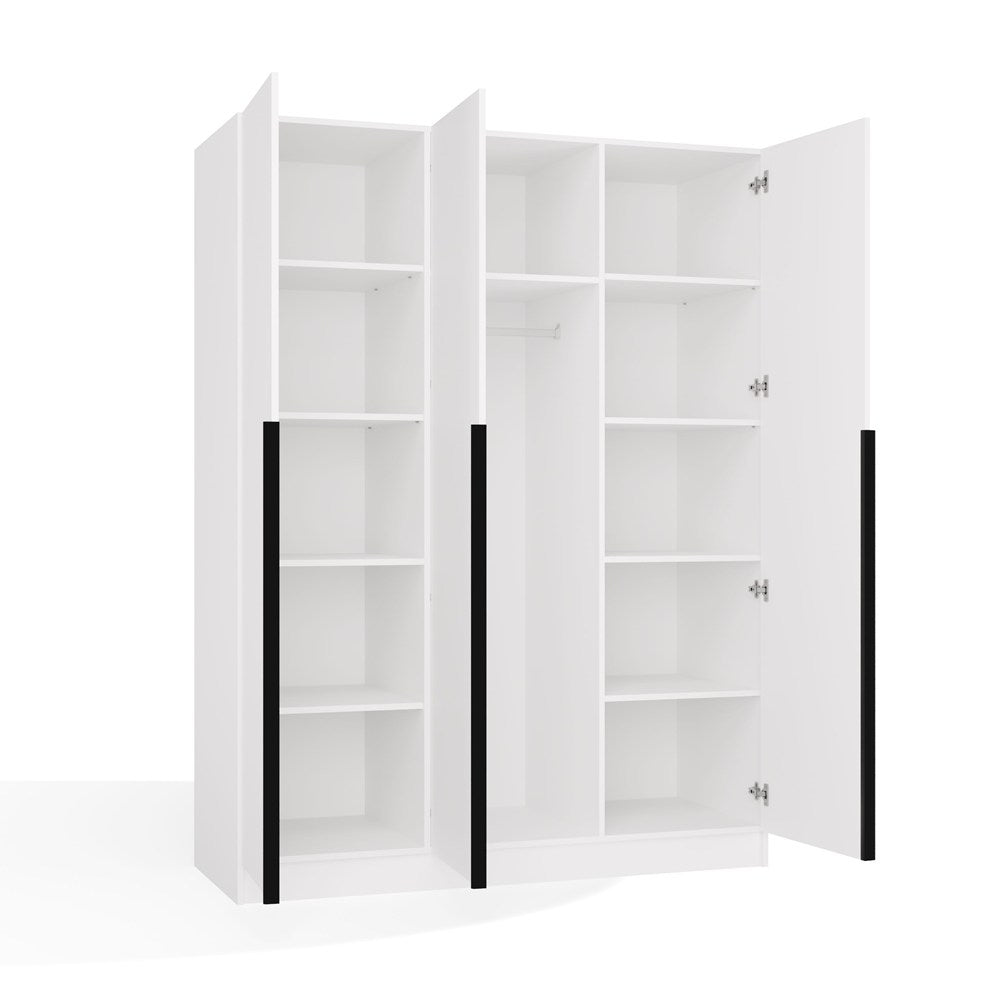 Szafa SENSO 3D 150 CM 3 Drzwi Czarne Uchwyty Do Salonu Sypialni BIEL