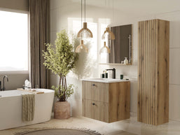 SZAFKA POD UMYWALKĘ TIGO 60 2S DĄB EVOKE RYFLOWANY FRONT + UMYWALKA