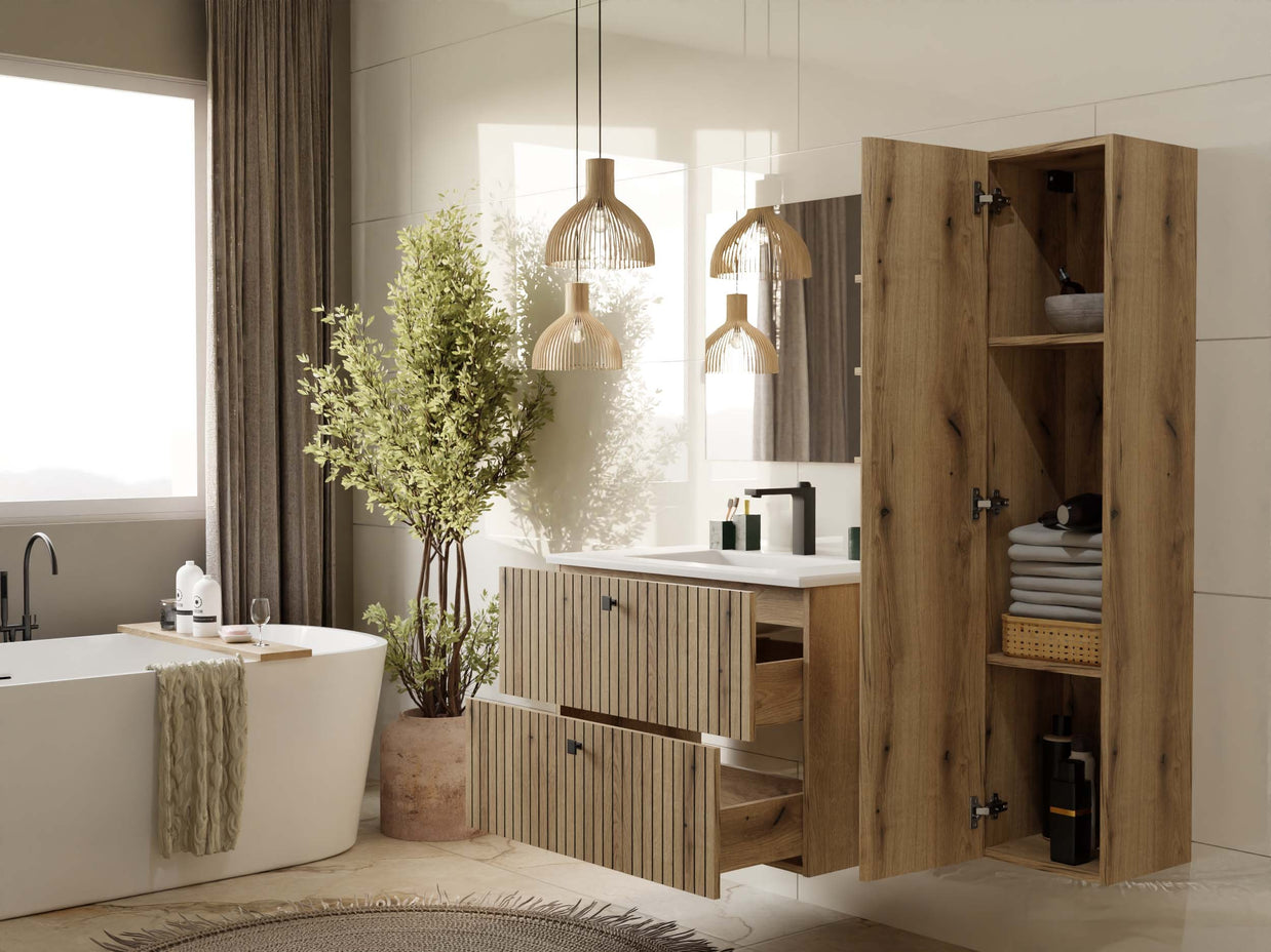 SZAFKA POD UMYWALKĘ TIGO 80 2S DĄB EVOKE RYFLOWANY FRONT