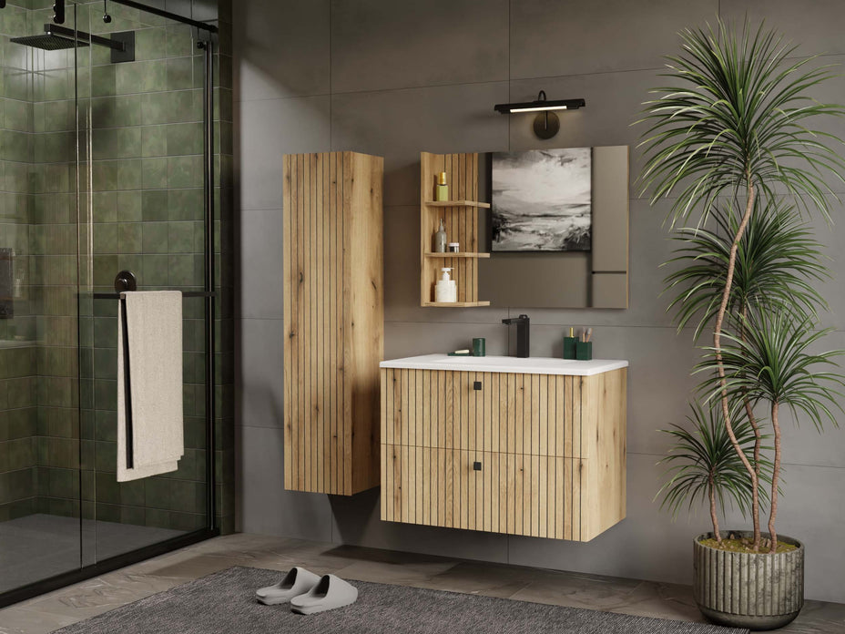 SZAFKA POD UMYWALKĘ TIGO 80 2S DĄB EVOKE RYFLOWANY FRONT