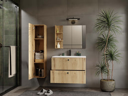 SZAFKA POD UMYWALKĘ TIGO 80 2S DĄB EVOKE RYFLOWANY FRONT + UMYWALKA