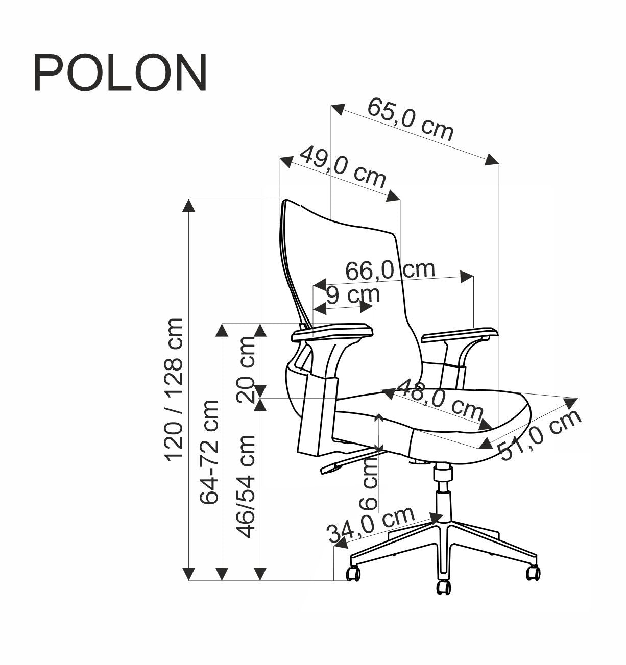 FOTEL OBROTOWY POLON - CZARNY