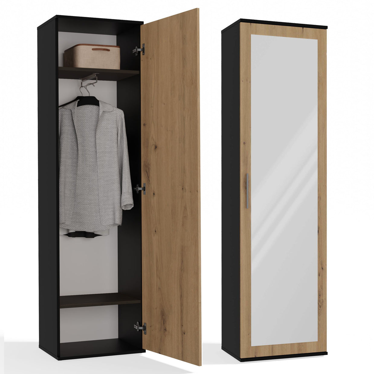 SZAFA DUO LUSTRO ANTRACYT DĄB ARTISAN