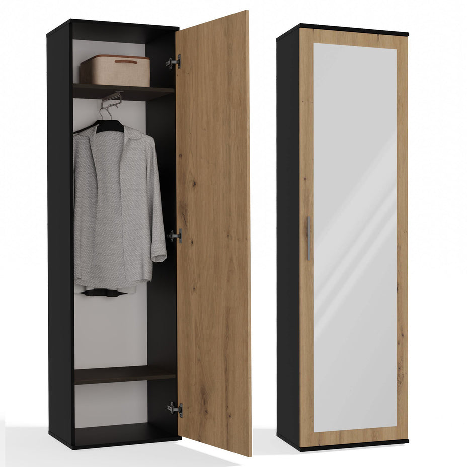 SZAFA DUO LUSTRO ANTRACYT DĄB ARTISAN