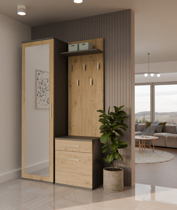 GARDEROBA DUO ANTRACYT DĄB ARTISAN