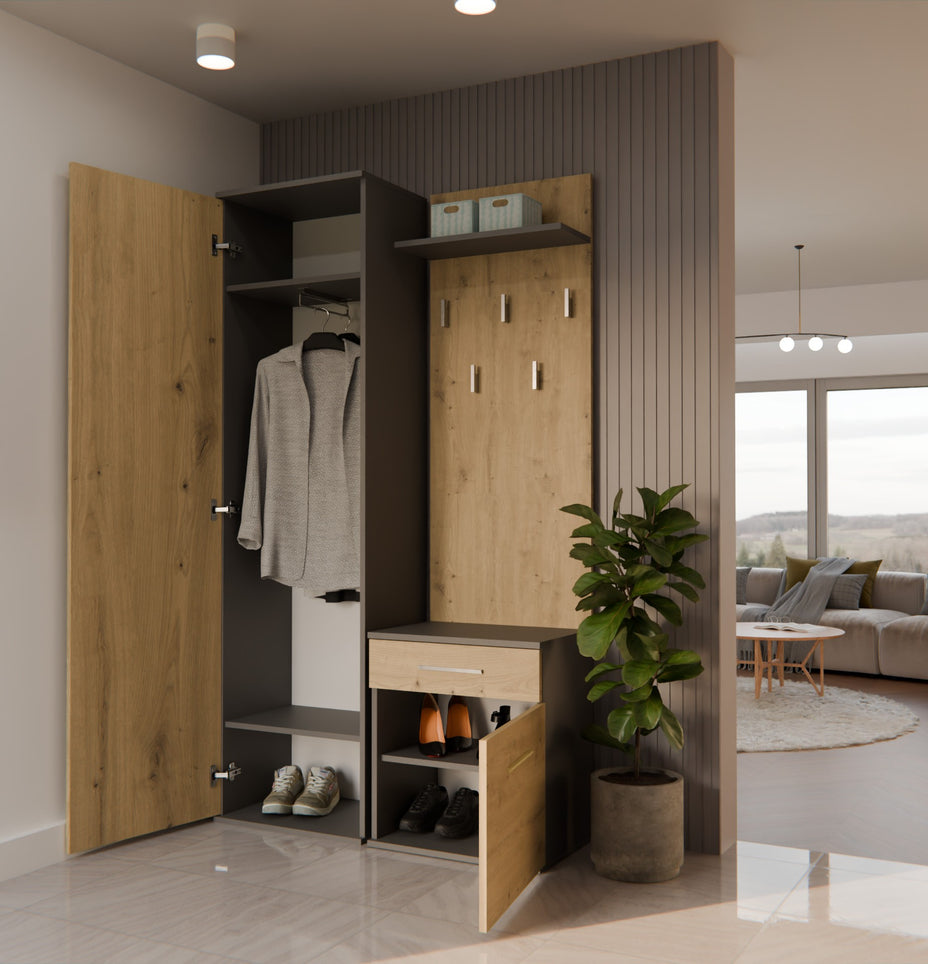 GARDEROBA DUO ANTRACYT DĄB ARTISAN