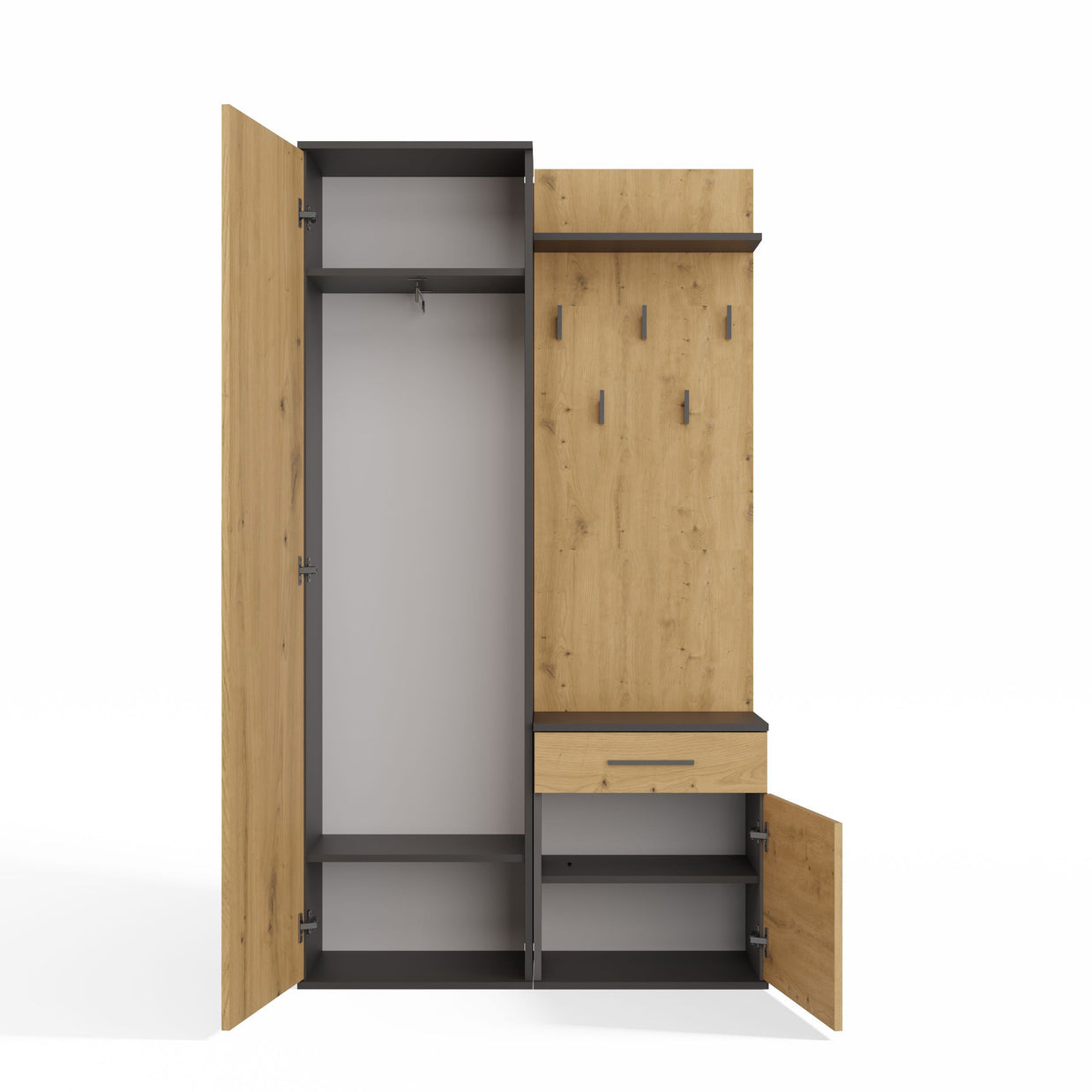 GARDEROBA DUO ANTRACYT DĄB ARTISAN