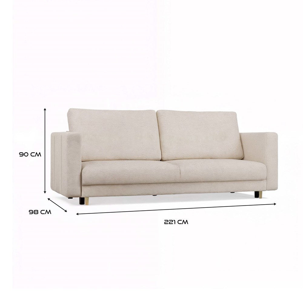SOFA LINA 3-OSOBOWA Z FUNKCJĄ SPANIA BEŻOWA DO SALONU DO POKOJU