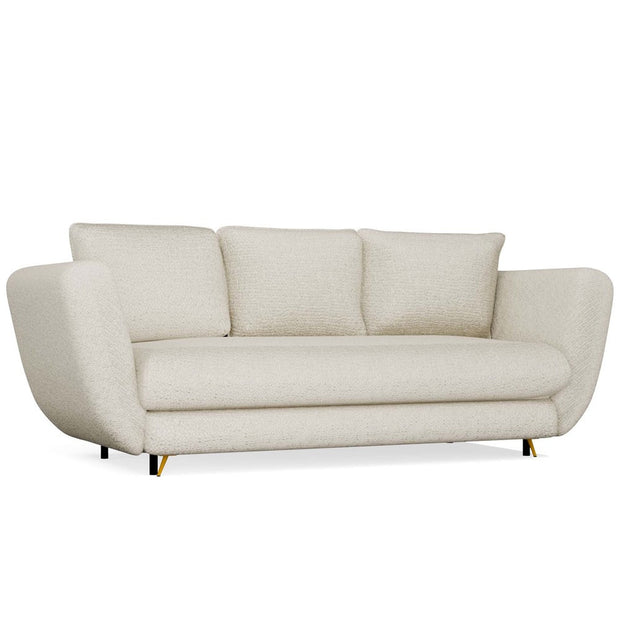 SOFA SARIS 3-OSOBOWA Z FUNKCJĄ SPANIA BEŻOWA NOGA ZŁOTA DO SALONU DO POKOJU