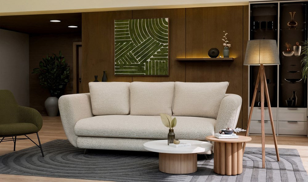 SOFA SARIS 3-OSOBOWA Z FUNKCJĄ SPANIA BEŻOWA NOGA CZARNA DO SALONU POKOJU