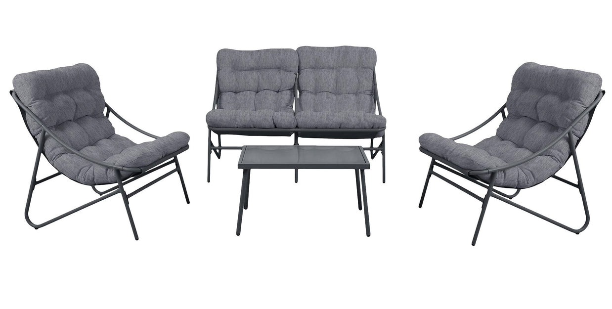 Zestaw Mebli Ogrodowych VIBE 4 Częściowy Fotele Sofa Stolik SZARY