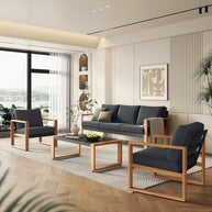 Zestaw Mebli Ogrodowych Jadalnianych DUISBURG Sofa Fotel Stolik ANTRACYT / BRĄZOWY