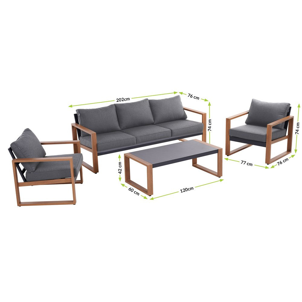 Zestaw Mebli Ogrodowych Jadalnianych DUISBURG Sofa Fotel Stolik ANTRACYT / BRĄZOWY